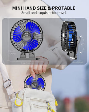 Desk Fan, USB Fan for Desk, Mini Desk Fan, 3 Speed Rotation Strong Wind, Protable Small Desktop Cooling Fan, Quite Mini Personal Fan for Home Office Table Bedroom Travel Curise(Black Blue)