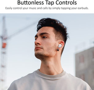 Mybuds Wireless Earbuds, Bluetooth 5.3, Built-In Microphone, 20 Hour Playtime, IPX6 Waterproof Protection, Compatible with Apple & Android, Includes Charging Case & 4 Ear Tips, TB100 White