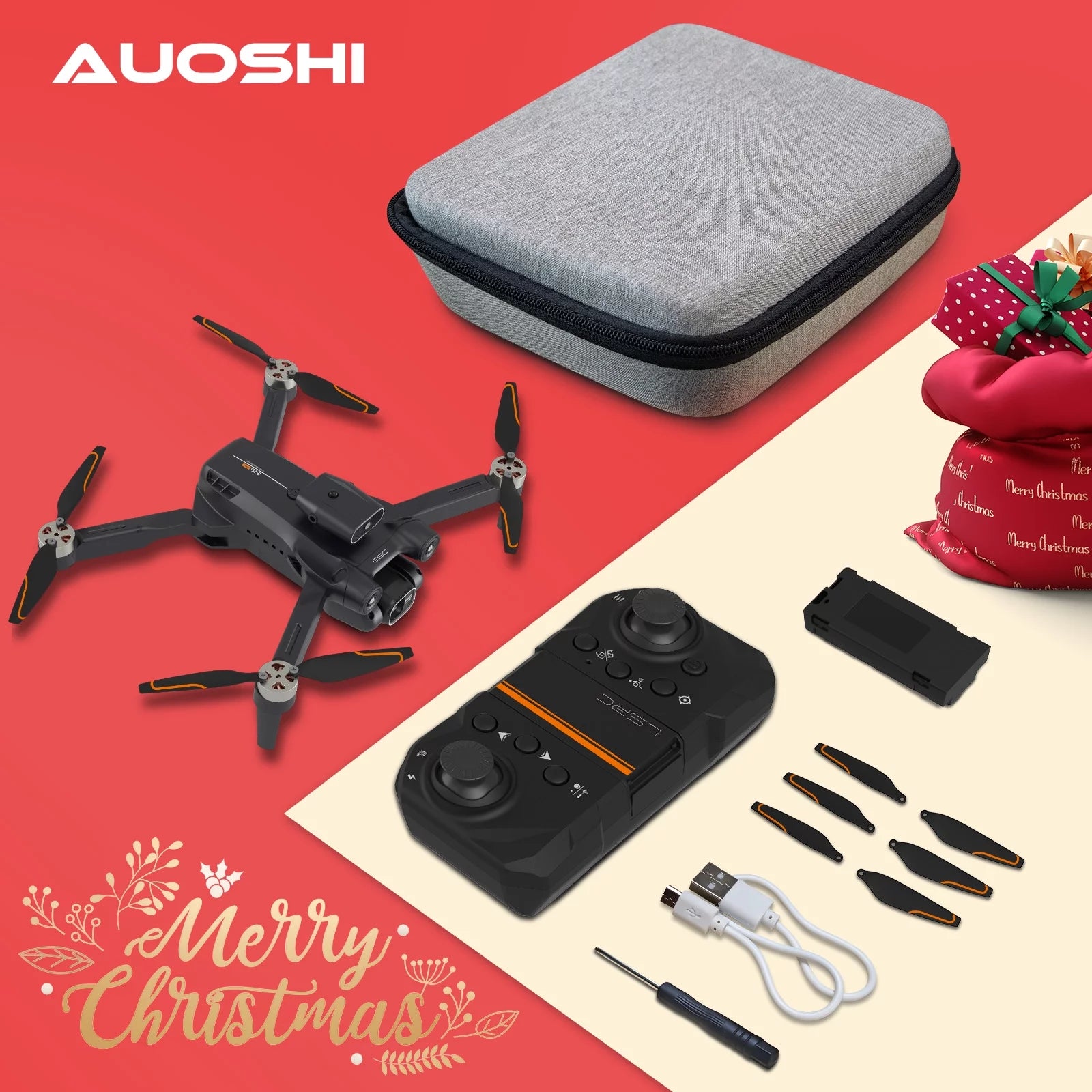 Drone with 4K Camera for Adults,  RC Quadcopter with High Speed Brushless Motor, Altitude Hold, Waypoint Fly, 2 Batteries, Carrying Case