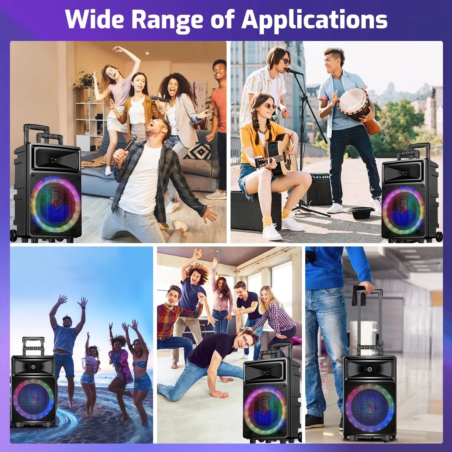 Karaoke Machine with 2 Wireless Microphones, Bluetooth Speaker, Portable PA System - Karaoke, FM Radio, 12" Woofer Included for Party