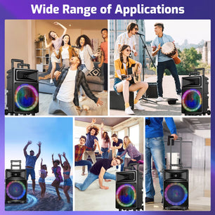 Karaoke Machine with 2 Wireless Microphones, Bluetooth Speaker, Portable PA System - Karaoke, FM Radio, 12