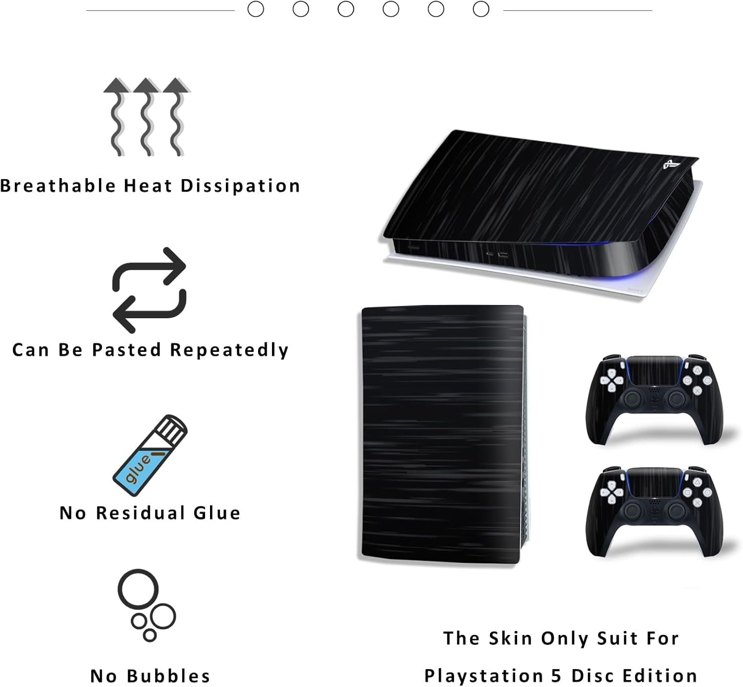 Black Skin Compatible with PS5, Protective Film Sticker for PS5 Console Digital Edition,Skin Sticker Decal Full Cover(Black Wood)