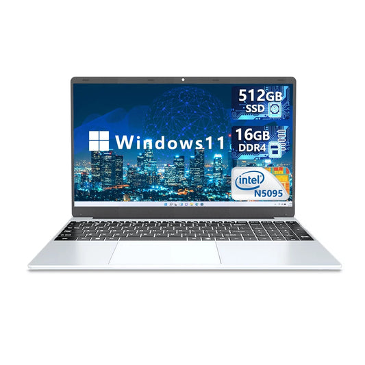 15.6" Laptop Intel Celeron N5095, 16GB RAM, 512GB SSD, Win 11 Pro, Backlit Keyboard, Wifi & Bluetooth