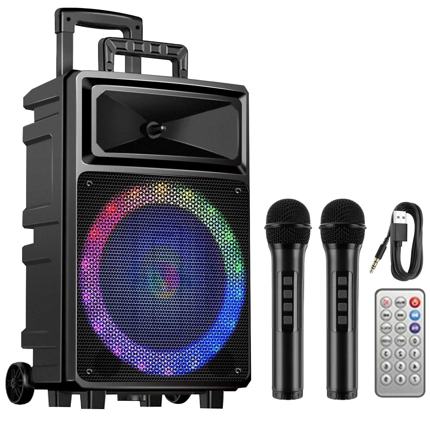 Karaoke Machine with 2 Wireless Microphones, Bluetooth Speaker, Portable PA System - Karaoke, FM Radio, 12" Woofer Included for Party