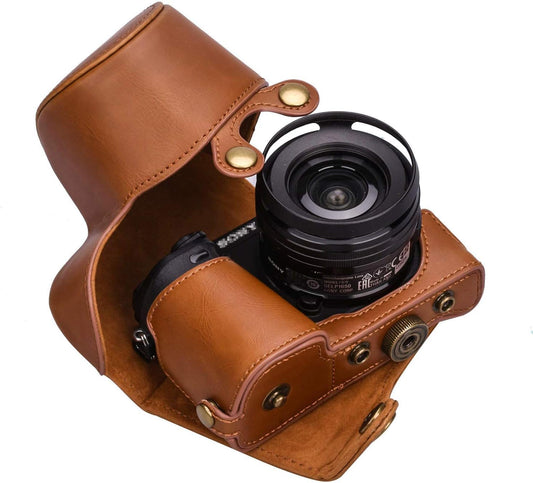 for Sony A6400 Case,For Sony A6300 Case,Premium PU Full Body Leather Camera Case Bag for Sony Alpha A6300 A6000 A6100 A6400 Fit 16-50Mm Lens with Camera Shoulder Strap(Brown)