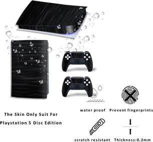 Black Skin Compatible with PS5, Protective Film Sticker for PS5 Console Digital Edition,Skin Sticker Decal Full Cover(Black Wood)