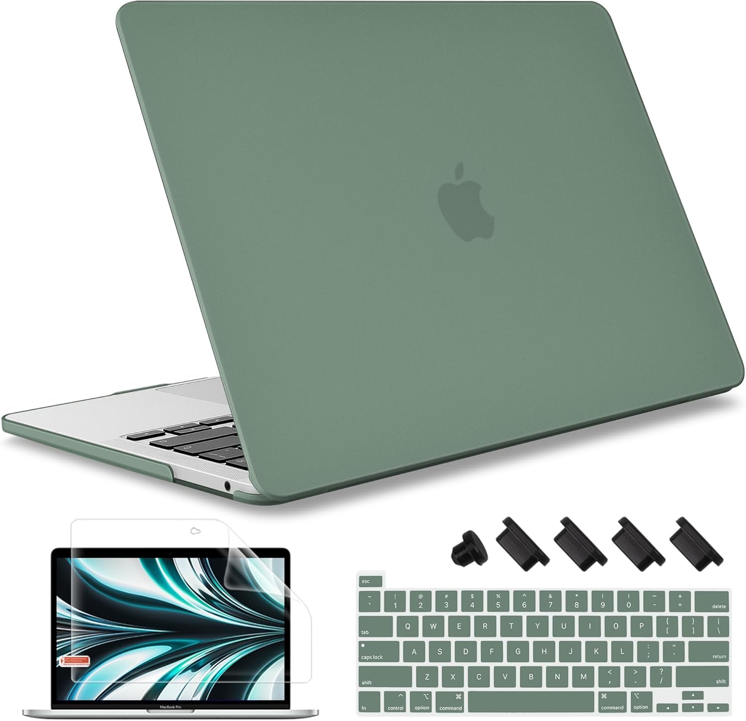 Compatible with 2023 2022 M2 Macbook Pro 13 Inch Case A2338, 2021 M1 A2289 A2251, Hard Shell Case & Keyboard Cover for Mac Pro 13, Green New