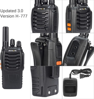 H-777 Walkie Talkies Rechargeable, 2 Way Radios Long Range, Portable FRS Two-Way Radios, Short Antenna, LED Flashlight, for Adults Family Outdoor (3 Pack)