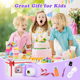 Kids Camera Selfie Camera for Kids Christmas Birthday Festival Gifts for Girls Age 3-9 HD Digital Video Cameras for Toddler Portable Toys for 3-8 Year Old Girl with 32GB SD Card, Purple