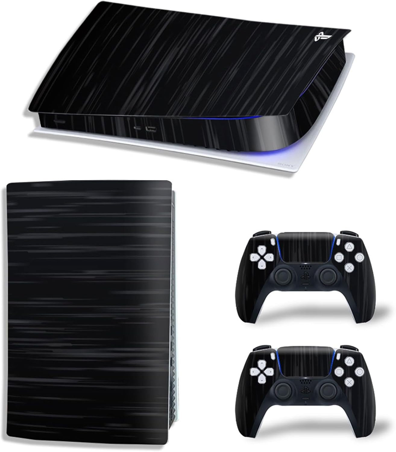 Black Skin Compatible with PS5, Protective Film Sticker for PS5 Console Digital Edition,Skin Sticker Decal Full Cover(Black Wood)