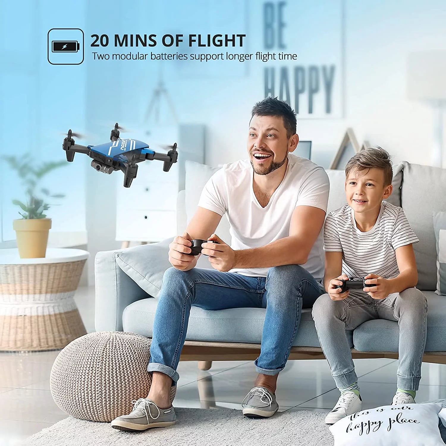 D20 Mini Drone for Kids with FPV Camera Remote Control Toys Gifts for Boys Girls with Voice Control Gestures Selfie Altitude Hold Gravity Control 2 Batteries Gifts