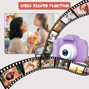 Kids Camera Selfie Camera for Kids Christmas Birthday Festival Gifts for Girls Age 3-9 HD Digital Video Cameras for Toddler Portable Toys for 3-8 Year Old Girl with 32GB SD Card, Purple