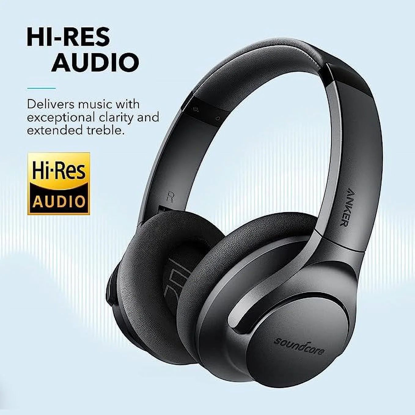 Life Q20 Hybrid Active Noise Cancelling Headphones, Wireless over Ear Bluetooth Headphones, 60H Playtime, Hi-Res Audio, Deep Bass, Memory Foam Ear Cups, for Travel, Home Office