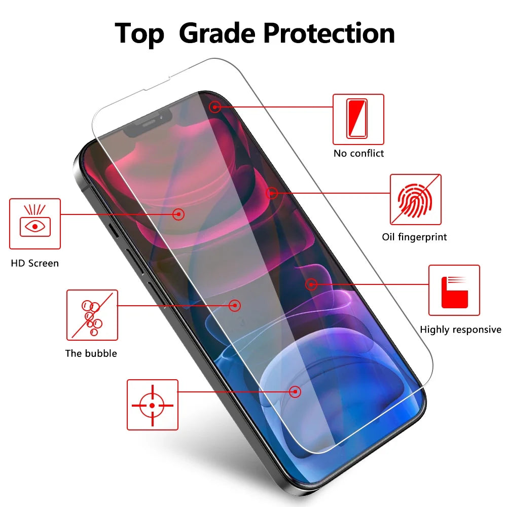 Iphone 13 Pro Screen Protector Tempered Glass + Camera Lens Protector, for Iphone 12 13 Pro Max Screen Protector, 9H Clear