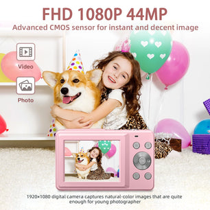 Digital Camera, FHD 1080P Digital Point and Shoot, 44MP for Vlogging with anti Shake 16X Zoom, Compact, Small Camera