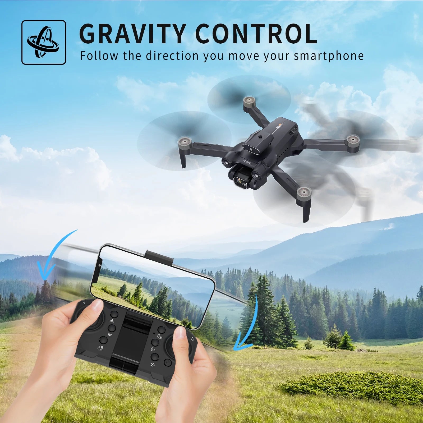 Drone with 4K Camera for Adults,  RC Quadcopter with High Speed Brushless Motor, Altitude Hold, Waypoint Fly, 2 Batteries, Carrying Case