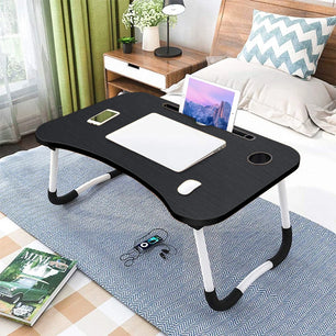 Folding Lap Desk for Bed, Portable Laptop Bed Tray Table Stand Reading Desk Breakfast Tray Cup Holder Table, Black