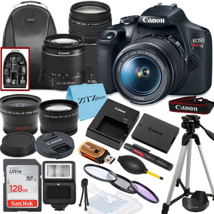 Canon EOS Rebel T7 DSLR Camera Bundle with 18-55Mm, 75-300Mm Lens, Sandisk 128GB Memory Card, Backpack and  Accessory