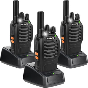 H-777 Walkie Talkies Rechargeable, 2 Way Radios Long Range, Portable FRS Two-Way Radios, Short Antenna, LED Flashlight, for Adults Family Outdoor (3 Pack)