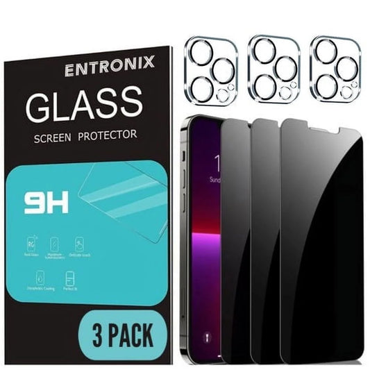 Privacy Screen Protector for Iphone 12 Pro Max, Anti-Spy Tempered Glass and Camera Lens Protector Film for Iphone 12 Pro Max, 6-Pack [Case Friendly]