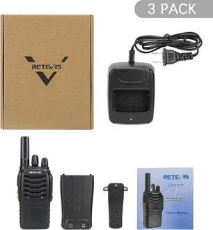 H-777 Walkie Talkies Rechargeable, 2 Way Radios Long Range, Portable FRS Two-Way Radios, Short Antenna, LED Flashlight, for Adults Family Outdoor (3 Pack)